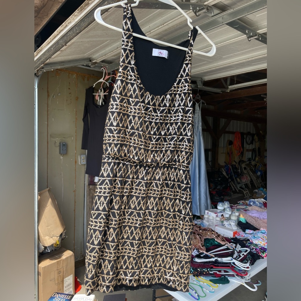 Dolce Vita Black and Gold Backless Dress